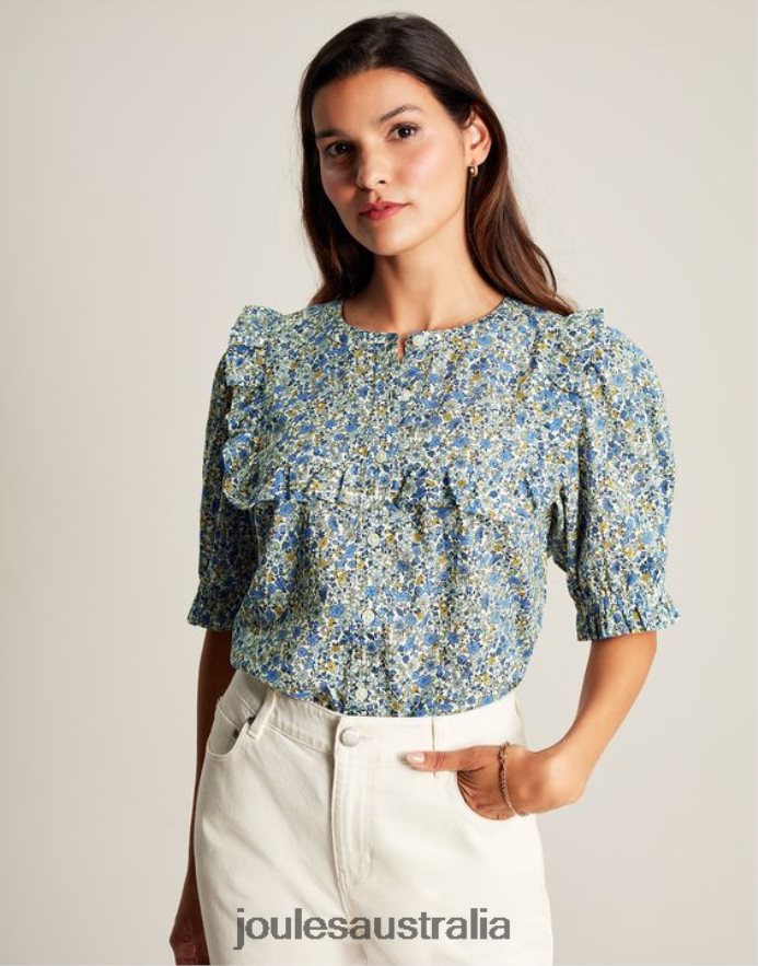 Joules Apparel Women Clarabelle Button Through Blouse NVVNL99 DITSY