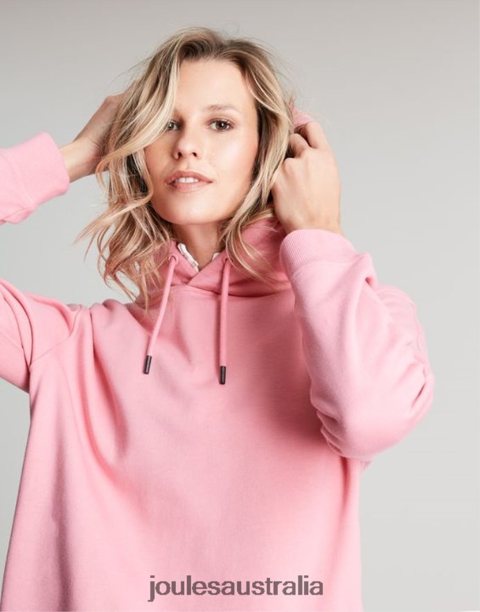 Joules Apparel Women Katie Relaxed Hooded Sweatshirt NVVNL67 PINK