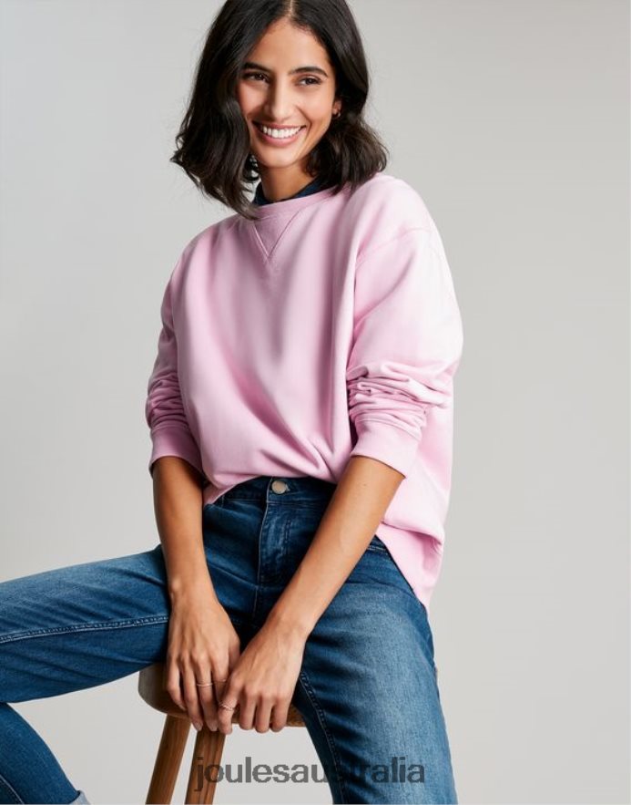 Joules Apparel Women Monique Crew Neck Sweatshirt NVVNL65 DAWN PINK