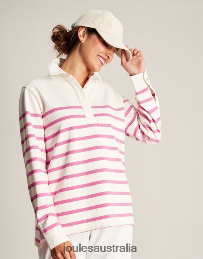 Joules Apparel Women Ottilie Deck Shirt NVVNL31 PINK STRIPE