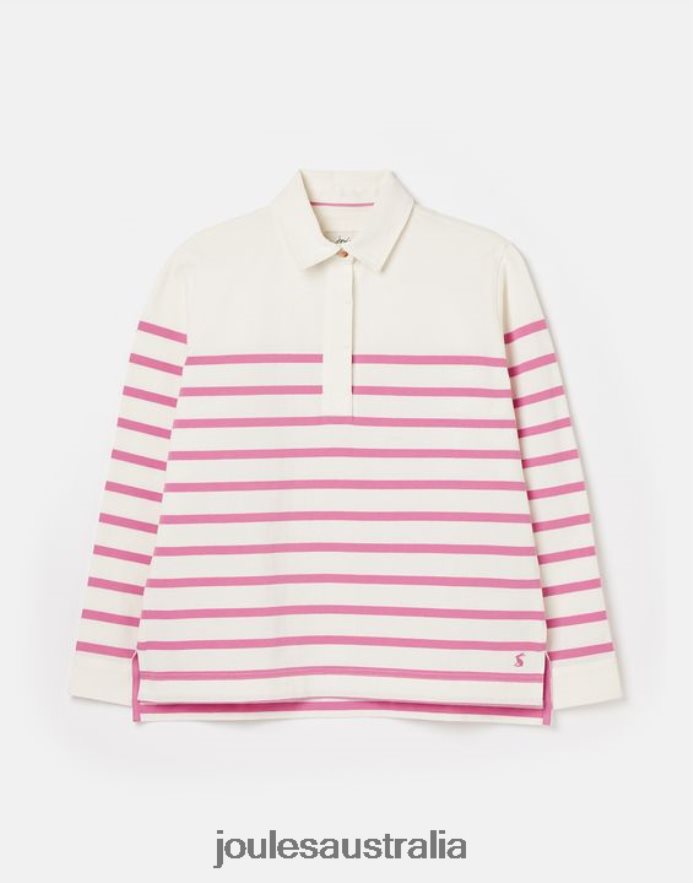 Joules Apparel Women Ottilie Deck Shirt NVVNL31 PINK STRIPE