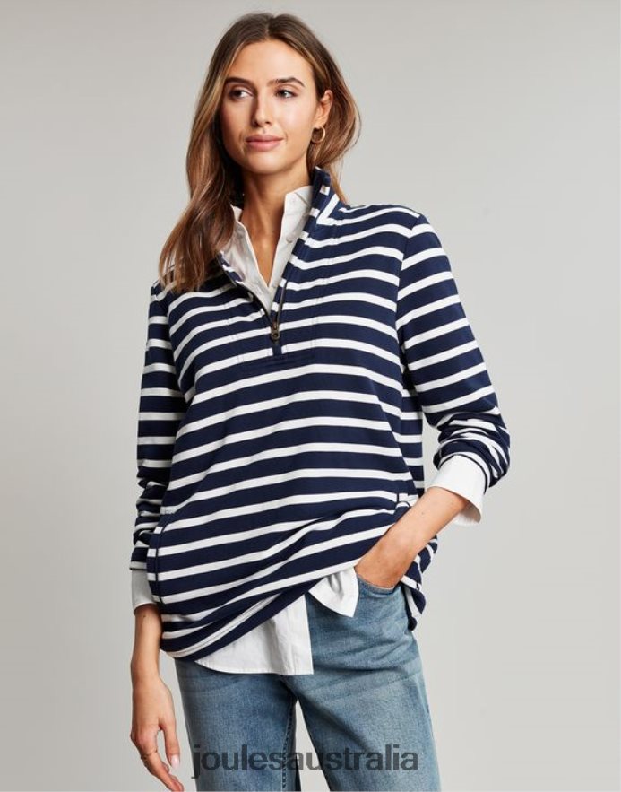 Joules Apparel Women Pip Stripe Sweatshirt NVVNL27 NAVY CREME STRIPE