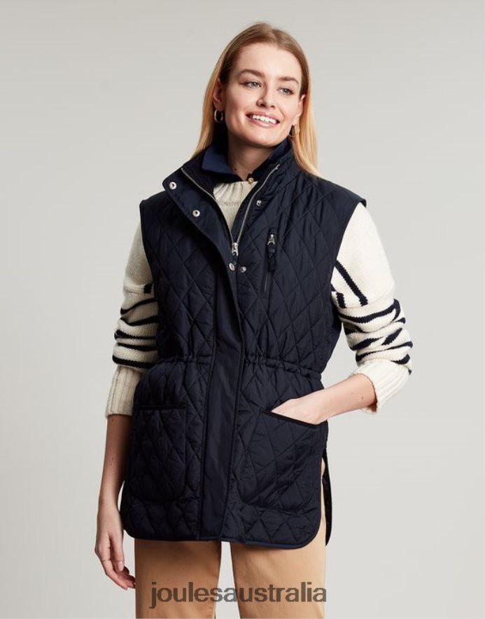 Joules Apparel Women Kempton Diamond Quilt Vest NVVNL39 MARINE NAVY