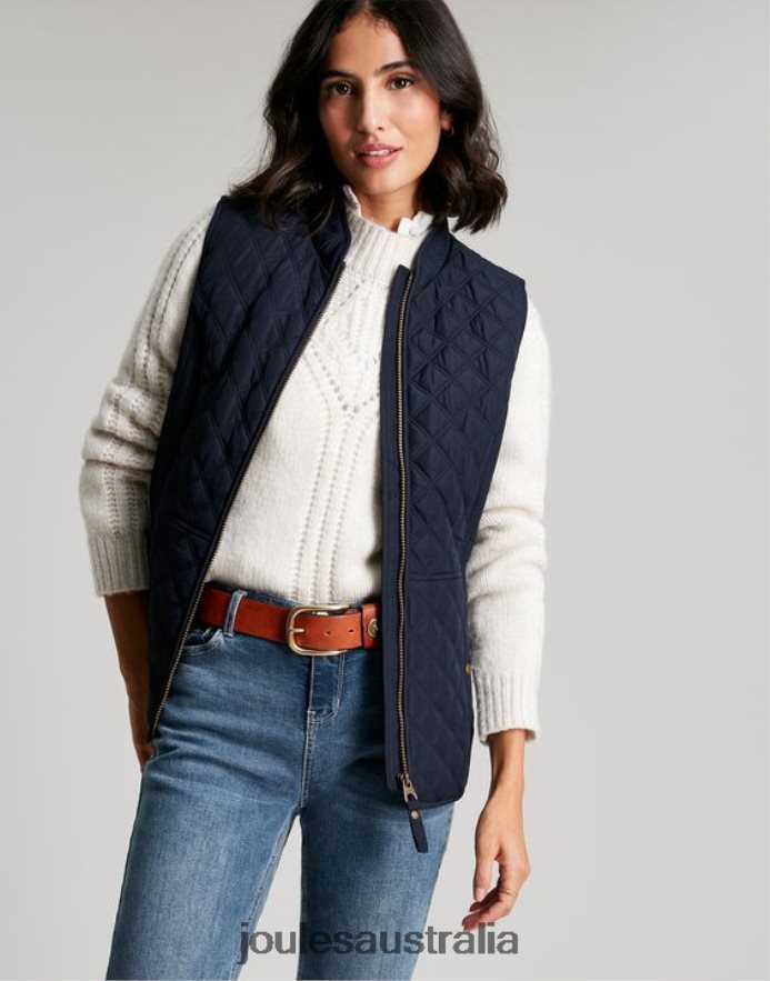 Joules Apparel Women Minx Diamond quilted vest NVVNL35 MARINE NAVY